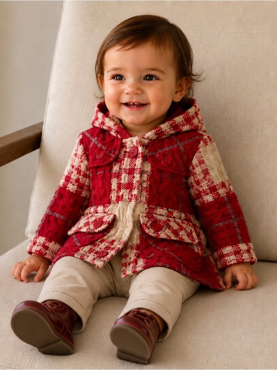 Burberry Other - Burberry baby kid coat wool 9/12 months red zip hood Burberry